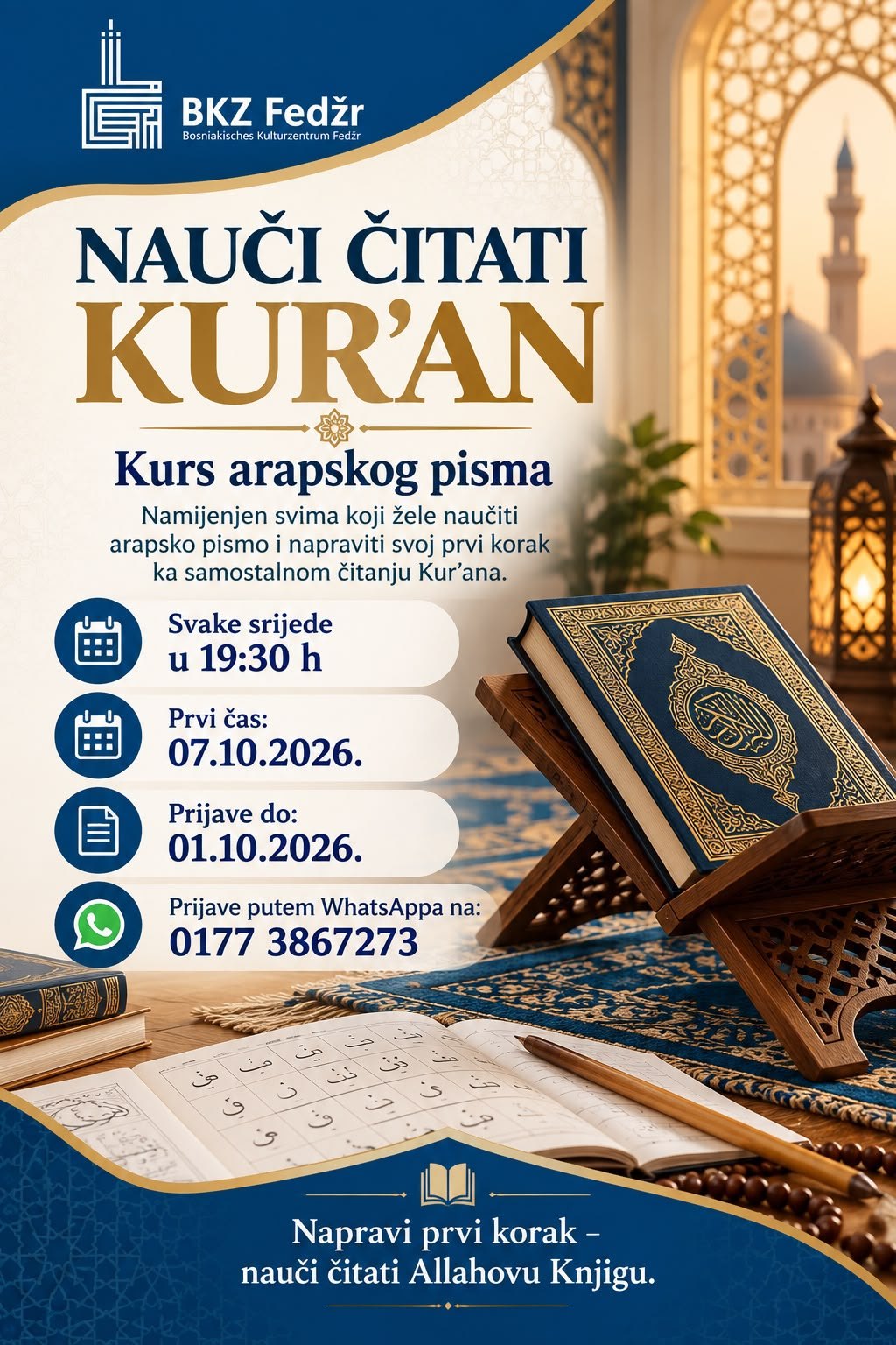 Plakat: kurs arapskog pisma